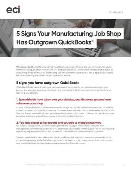 JobBOSS² White Paper - 5 Signs Your Manufacturing Job Shop Has Outgrown Quickbooks