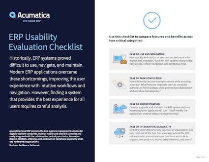 Acumatica Cloud ERP White Paper - A Checklist for ERP Usability