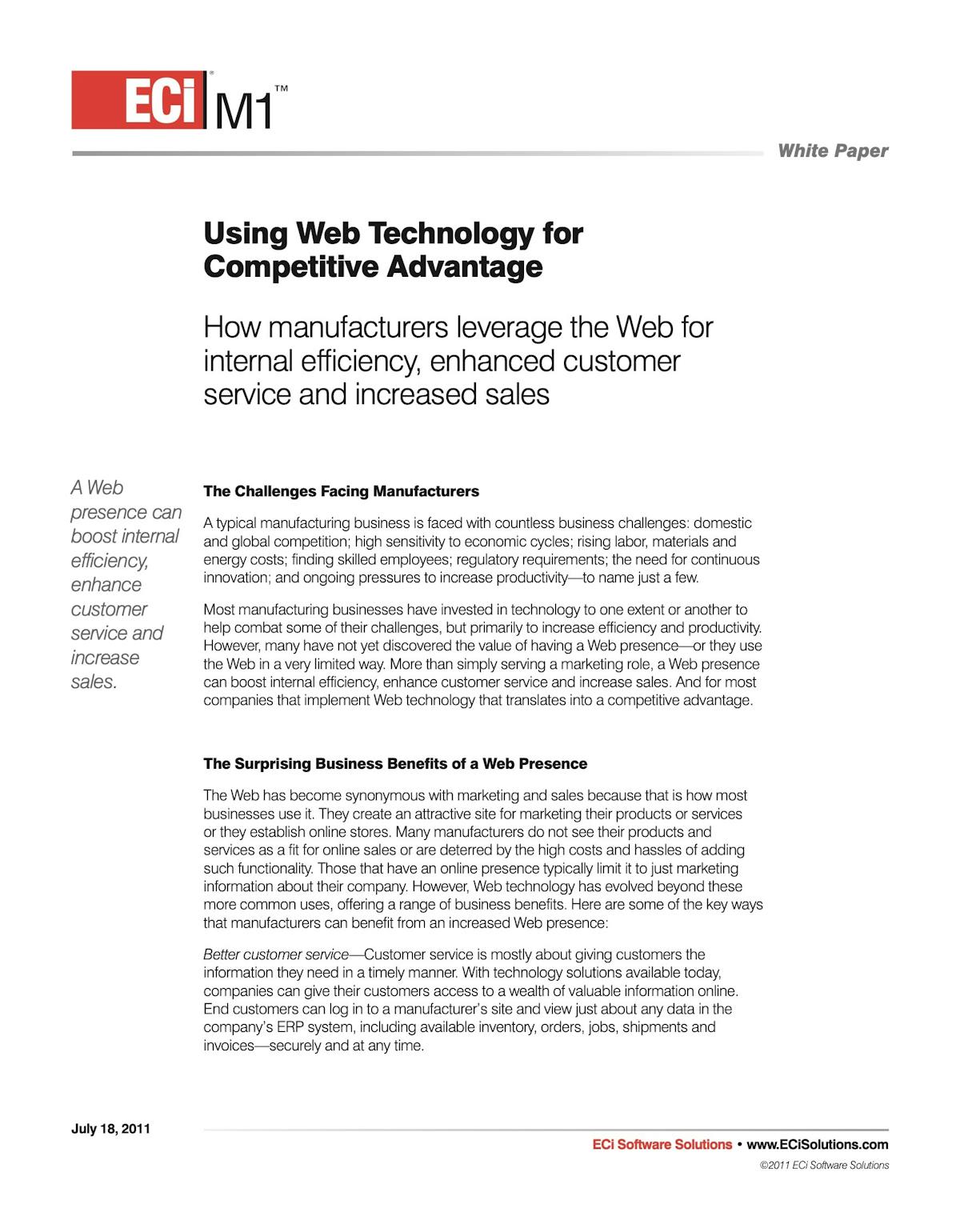 ECi M1 White Paper - Using Web Technology for Competitive Advantage