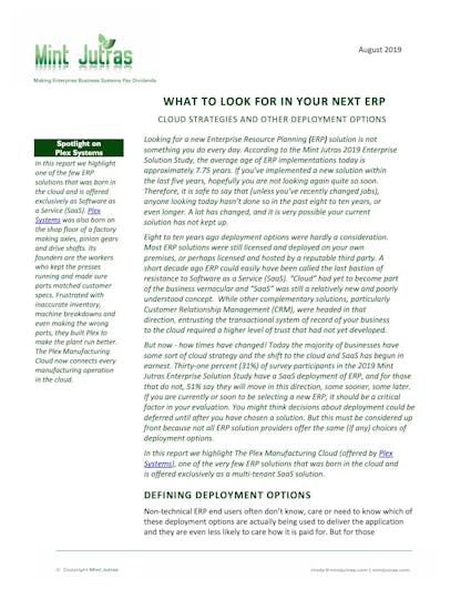 Plex ERP White Paper - Mint Jutras--What to Look for in Your Next ERP