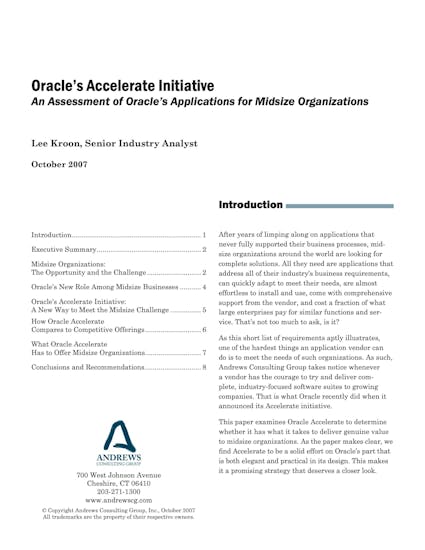 Oracle E-Business Suite White Paper - Oracle's Accelerate Initiative